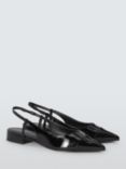 John Lewis Demie Leather Pointed Slingback Low Heel Open Court Shoes, Black