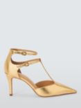 John Lewis Delphinium Leather T-Bar Stiletto Heel Open Court Shoes, Gold