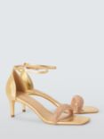 John Lewis Moonflower Leather Tubular Diamante Occasion Heel Sandals, Gold