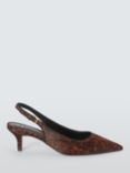 John Lewis Cosmos Leather Refined Kitten Heel Slingback Open Court Shoes, Leopard Print