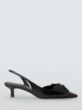 John Lewis Dolly Leather Mid Heel Demi Bow Court Shoes, Black