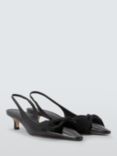 John Lewis Dolly Leather Mid Heel Demi Bow Court Shoes, Black