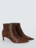 John Lewis Opal Leather Kitten Heel Cropped Pointed Ankle Boots, Leopard Print