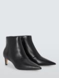 John Lewis Opal Leather Kitten Heel Cropped Pointed Ankle Boots, Black