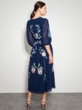 Monsoon Delilah Embroidered Midi Dress, Navy/Multi