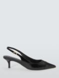 John Lewis Cosmos Leather Refined Kitten Heel Slingback Open Court Shoes, Black