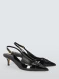 John Lewis Cosmos Leather Refined Kitten Heel Slingback Open Court Shoes, Black