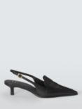 John Lewis Cherrie Leather Kitten Heel Loafer Slingback Court Shoes, Black