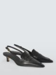 John Lewis Cherrie Leather Kitten Heel Loafer Slingback Court Shoes, Black