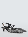 John Lewis Carnation Embellished Minimal Slingback Open Court Shoes, Black/Metallic