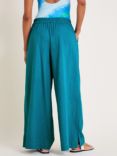 Monsoon Yara Cotton Wide Leg Trousers, Teal