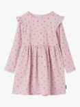 Polarn O. Pyret Kids' Heart Print Long Sleeve Dress, Pink, Pink