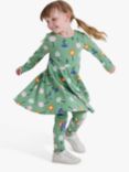 Polarn O. Pyret Kids' Floral Long Sleeve Dress, Green