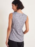 Monsoon Clea Spot Camisole Top, Silver/Black