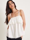 Monsoon Aesha Frill Camisole Top, White