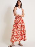 Monsoon Shelly Maxi Skirt, Orange/Cream