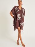 Monsoon Patti Geometric Kaftan Dress, Brown