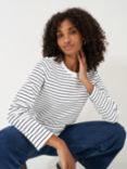 Crew Clothing Pique Cotton Blend Stripe Jumper, White/Multi