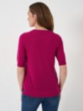 Crew Clothing Merino Wool Short Sleeve Jumper, Dark Pink