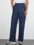 Monsoon Harper Wide Leg Elastic Waist Jeans, Indigo