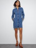 Monsoon Margo Mini Zip Dress, Blue