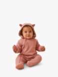 MORI Baby Ribbed Pramsuit, Blush/Rose