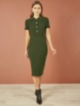 Yumi Fitted Rib Knit Midi Dress, Green