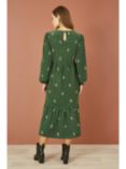 Yumi Floral Embroidered Midi Dress, Green