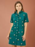 Yumi Fox Corduroy Shirt Dress, Teal/Multi