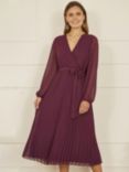 Yumi Pleated Wrap Dress, Plum