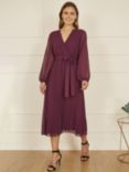 Yumi Pleated Wrap Dress, Plum