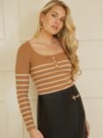 Yumi Stripe Knit Top, Brown