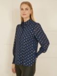 Yumi Diamond Foil Print Top, Navy