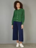 Yumi Corduroy Wide Leg Trousers, Navy