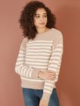 Yumi Relaxed Fit Stripe Jumper, Beige