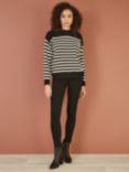 Yumi Relaxed Fit Stripe Jumper, Black