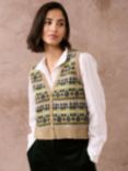 Brora Wool Fair Isle Sleeveless Cardigan, Oak