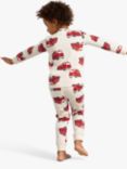 Lindex Kids' Cotton Fire Engine Pyjama Set, Cream/Red