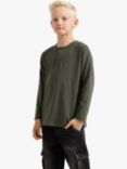 Lindex Kids' Essential Organic Cotton Top, Dark Khaki Green