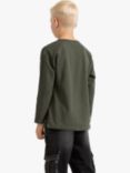 Lindex Kids' Essential Organic Cotton Top, Dark Khaki Green