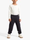 Lindex Kids' Soft Essential Stitch Detail Joggers, Off Black