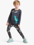 Lindex Kids' Dinosaur Printed Leggings, Dark Grey