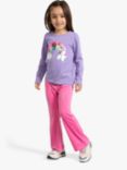 Lindex Kids' Velour Solid Flared Leggings, Pink