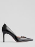 L.K.Bennett Larna Leather Pointed Heeled Courts, Black