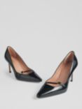 L.K.Bennett Larna Leather Pointed Heeled Courts, Black