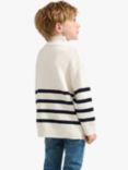 Lindex Kids' Organic Cotton Knitted Half Zip Jumper, Light Dusty White