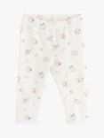 Lindex Kids' Blossom Organic Cotton Leggings, Dusty White/Multi