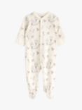 Lindex Baby Organic Cotton Jersey Sleepsuit, Dusty White/Multi