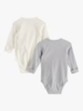 Lindex Baby Organic Cotton Wrap Bodysuits, Pack of 2, Dusty Blue/Cream