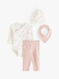 Lindex Baby Organic Cotton 4 Piece Outfit Set, Light Dusty Pink